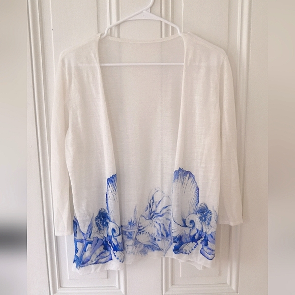 Chico's White Crochet Lightweight Front Cardigan Up size M - Picture 2 of 10